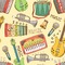 Vintage Musical Instruments Wallpaper & Surface Covering (Peel & Stick 24"x 24" Sample)