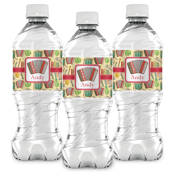 Vintage Musical Instruments Water Bottle Labels - Front View