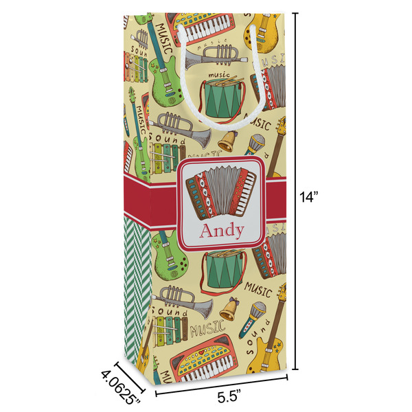 Vintage Musical Instruments Wine Gift Bag - Dimensions
