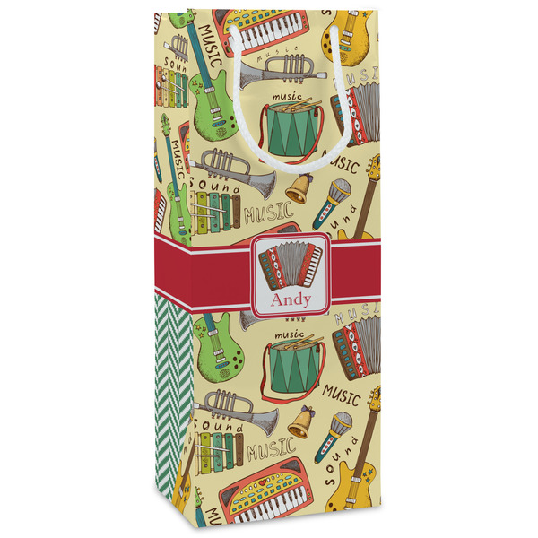 Custom Vintage Musical Instruments Wine Gift Bags - Gloss (Personalized)