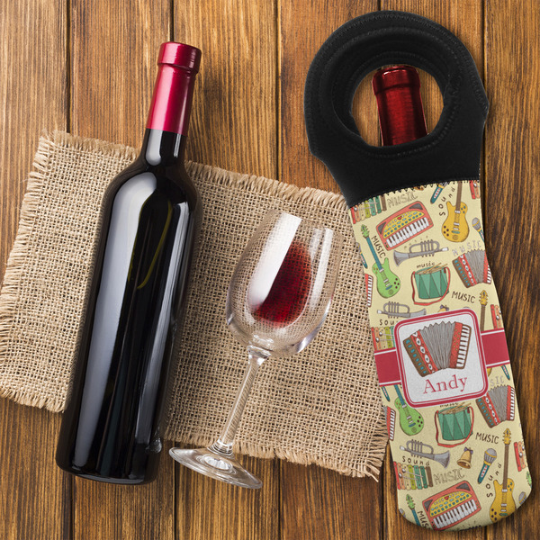 Vintage Musical Instruments Wine Tote Bag - FLATLAY