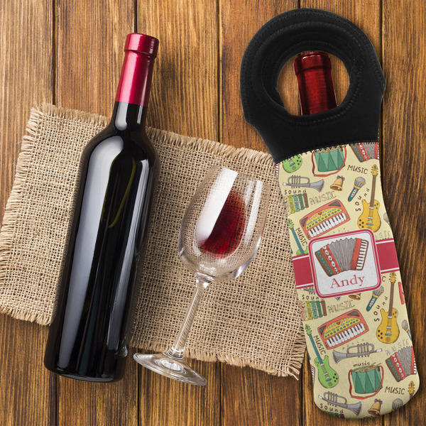 Vintage Musical Instruments Wine Tote Bag - FLATLAY