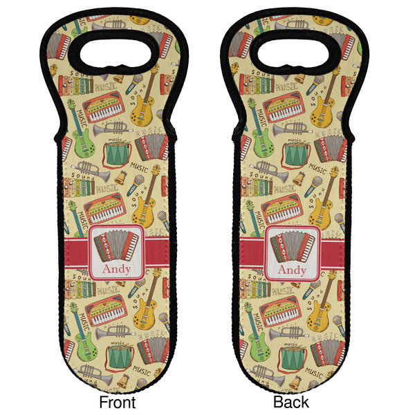 Vintage Musical Instruments Wine Tote Front & Back