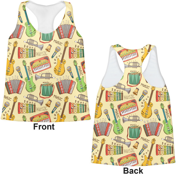 Vintage Musical Instruments Womens Racerback Tank Tops - Medium - Front and Back