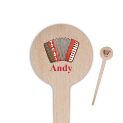 Vintage Musical Instruments 4" Round Wooden Food Picks - Single Sided (Personalized)