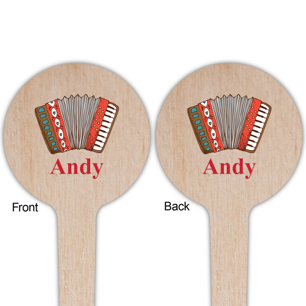 Vintage Musical Instruments Wooden 4" Food Pick - Round - Double Sided - Front & Back