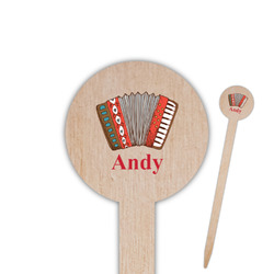 Vintage Musical Instruments 6" Round Wooden Food Picks - Single Sided (Personalized)