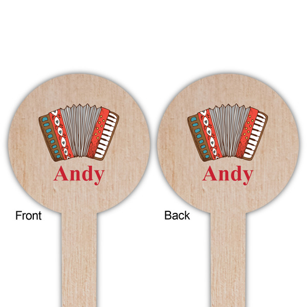 Vintage Musical Instruments Wooden 6" Food Pick - Round - Double Sided - Front & Back