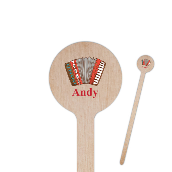 Custom Vintage Musical Instruments 6" Round Wooden Stir Sticks - Single Sided (Personalized)