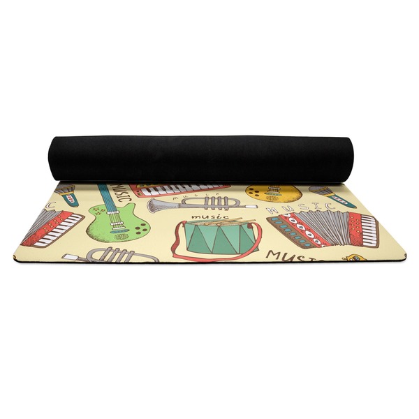 Vintage Musical Instruments Yoga Mat Rolled up Black Rubber Backing