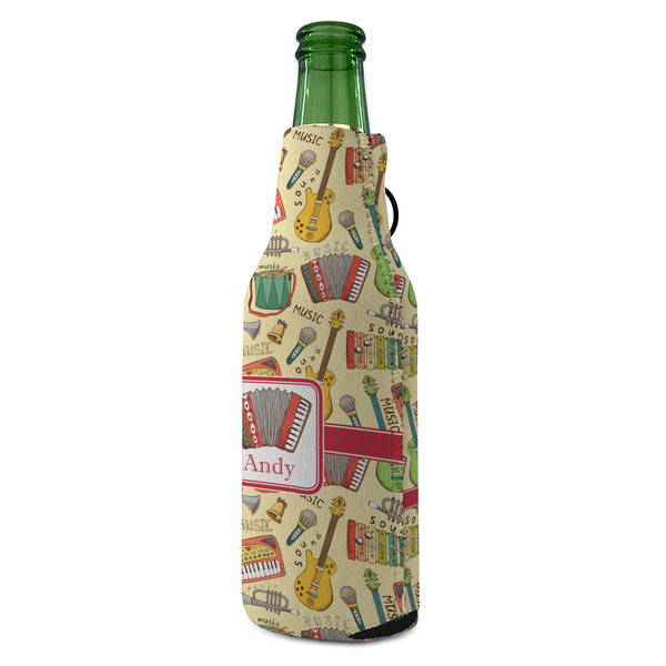 Vintage Musical Instruments Zipper Bottle Cooler - ANGLE (bottle)