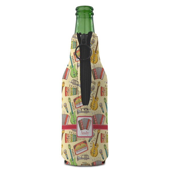 Vintage Musical Instruments Zipper Bottle Cooler - BACK (bottle)