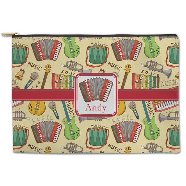 Custom Vintage Musical Instruments Zipper Pouch - Large - 12.5"x8.5" (Personalized)