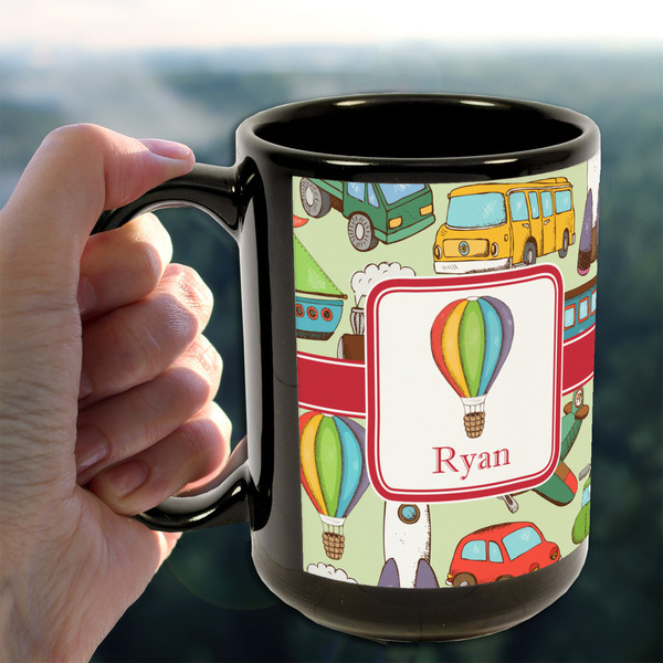 Vintage Transportation 15oz. Black Mug - LIFESTYLE