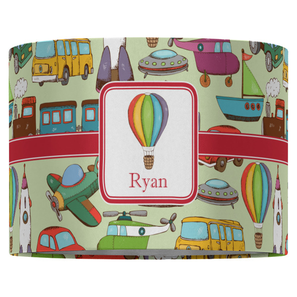 Vintage Transportation 16" Drum Lampshade - FRONT (Fabric)