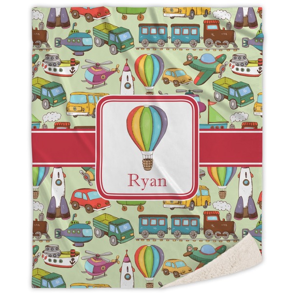 Custom Vintage Transportation Sherpa Throw Blanket (Personalized)