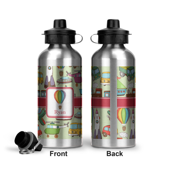 Vintage Transportation Aluminum Water Bottle - Front and Back
