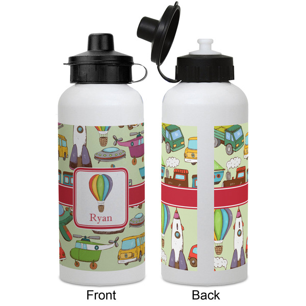 Vintage Transportation Aluminum Water Bottle - White APPROVAL