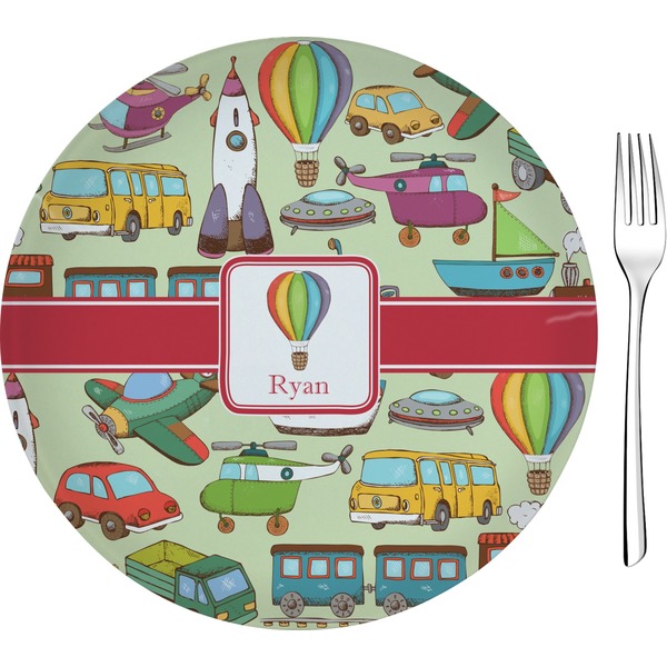 Custom Vintage Transportation Glass Appetizer / Dessert Plate 8" (Personalized)