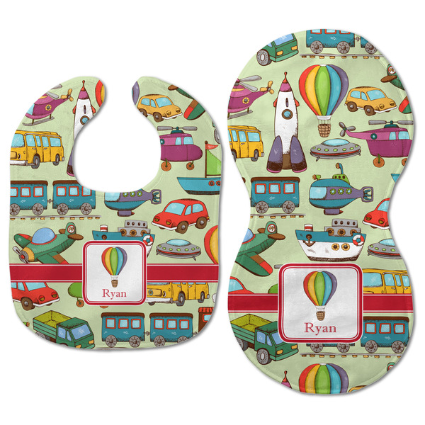 Vintage Transportation Baby Bib & Burp Set - Approval (new bib & burp)