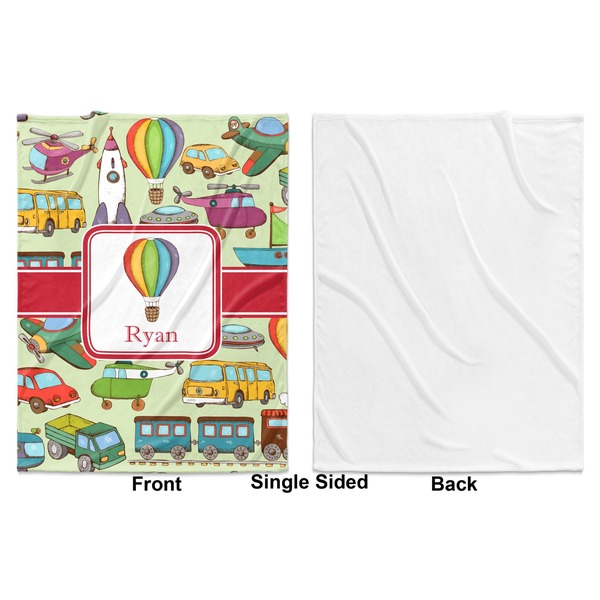 Vintage Transportation Baby Blanket (Single Side - Printed Front, White Back)