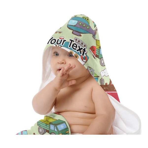 Vintage Transportation Baby Hooded Towel on Child