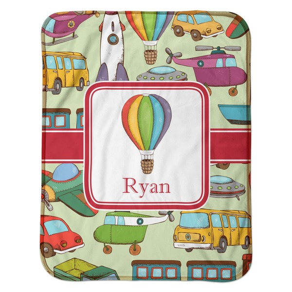 Vintage Transportation Baby Sherpa Blanket - Flat