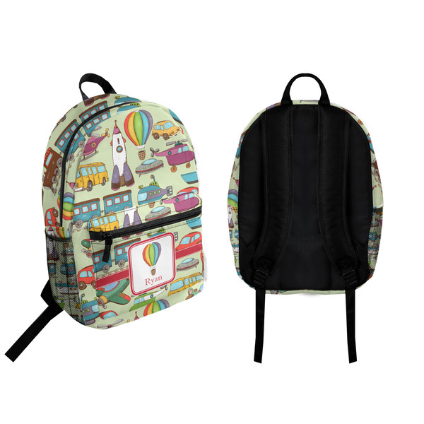 Vintage Transportation Backpack front and back - Apvl