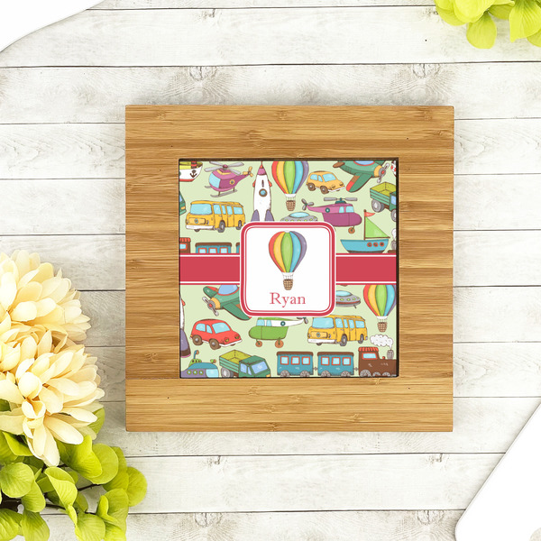 Vintage Transportation Bamboo Trivet with 6" Tile - LIFESTYLE