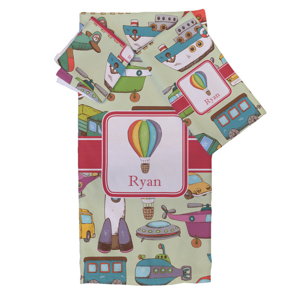 Custom Vintage Transportation Bath Towel Set - 3 Pcs (Personalized)