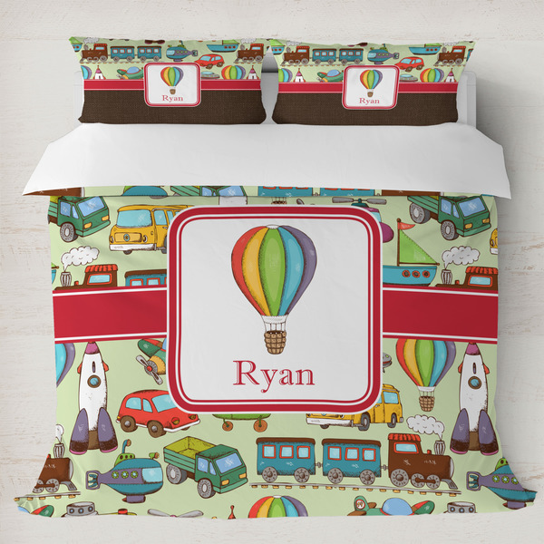 Custom Vintage Transportation Duvet Cover Set - King (Personalized)