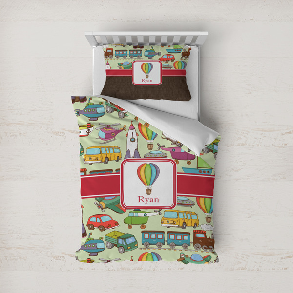 Custom Vintage Transportation Duvet Cover Set - Twin (Personalized)