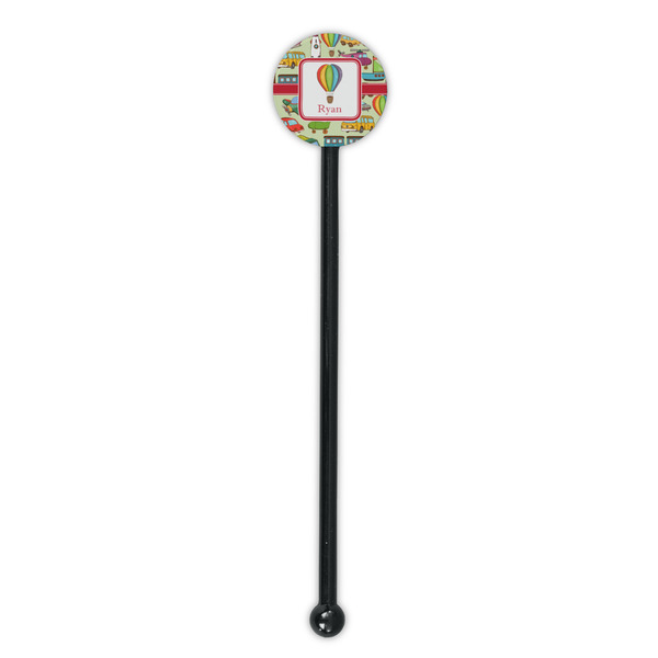 Vintage Transportation Black Plastic 5.5" Stir Stick - Round - Single Stick