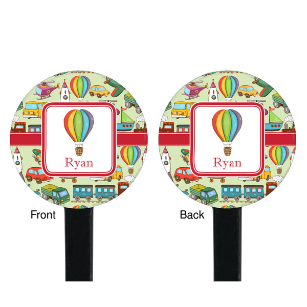 Vintage Transportation Black Plastic 7" Stir Stick - Double Sided - Round - Front & Back