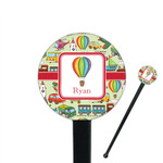 Vintage Transportation 7" Round Plastic Stir Sticks - Black - Double Sided (Personalized)