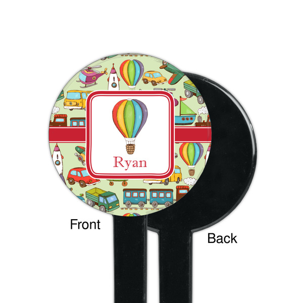 Vintage Transportation Black Plastic 7" Stir Stick - Single Sided - Round - Front & Back