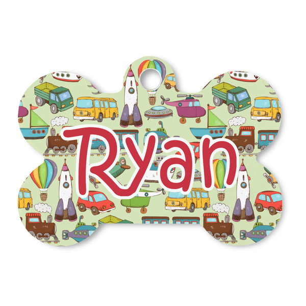 Custom Vintage Transportation Bone Shaped Dog ID Tag (Personalized)