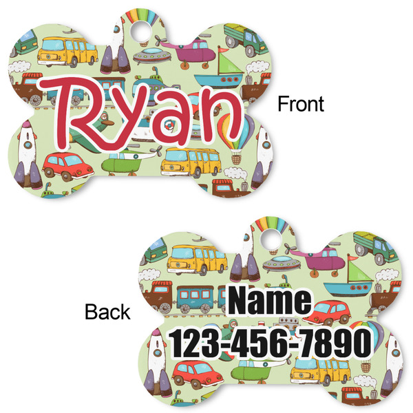 Vintage Transportation Bone Shaped Dog Tag - Front & Back