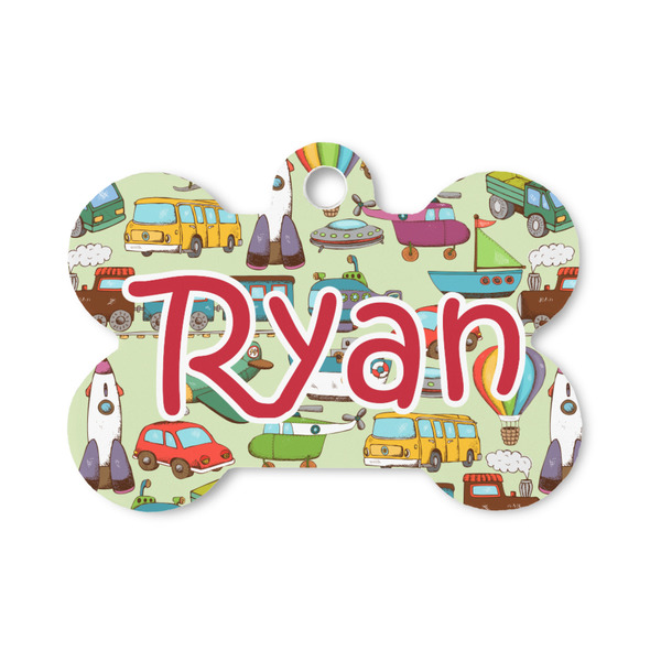 Custom Vintage Transportation Bone Shaped Dog ID Tag - Small (Personalized)