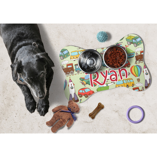 Vintage Transportation Bone Shaped Mat w/ Food & Water