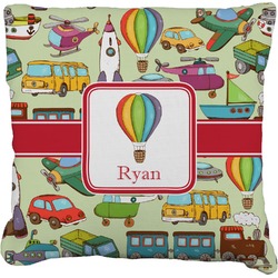 Vintage Transportation Faux-Linen Throw Pillow 18" (Personalized)