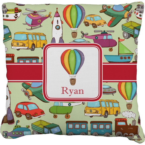 Custom Vintage Transportation Faux-Linen Throw Pillow 18" (Personalized)