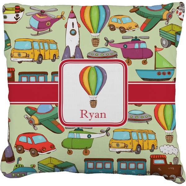Custom Vintage Transportation Faux-Linen Throw Pillow 20" (Personalized)