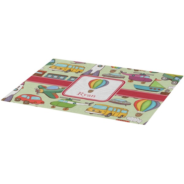 Vintage Transportation Burlap Placemat (Angle View)