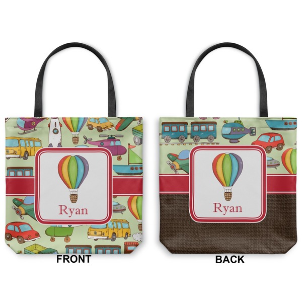 Vintage Transportation Canvas Tote - Front and Back