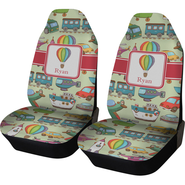 Custom Vintage Transportation Car Seat Covers (Set of Two) (Personalized)