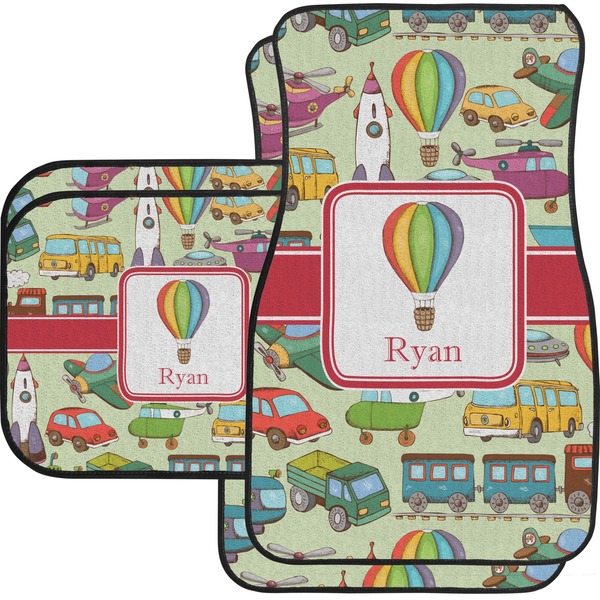 Custom Vintage Transportation Car Floor Mats Set - 2 Front & 2 Back (Personalized)