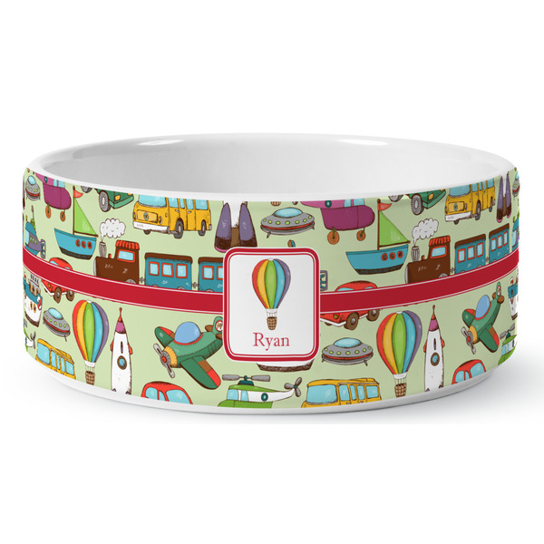 Vintage Transportation Ceramic Dog Bowl - Medium - Front