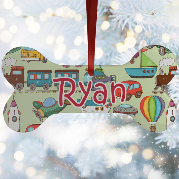 Custom Vintage Transportation Ceramic Dog Ornament w/ Name or Text