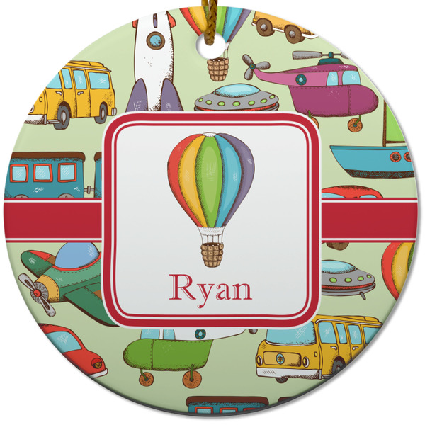 Vintage Transportation Ceramic Flat Ornament - Circle (Front)